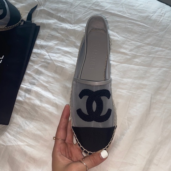 Chanel Mesh/Grosgrain Espadrilles ~grey - Picture 2 of 5